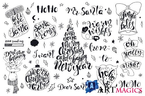 Merry Christmas quotes Lettering set - 2029505
