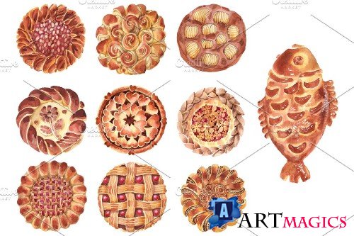 Bakery products Watercolor png - 4134933