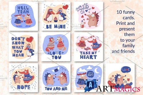 Crazy Love - Valentine Cartoon Animal Bundle - 3342044