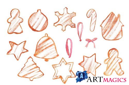 Watercolour Christmas, Gingerbread, PNG - 358868