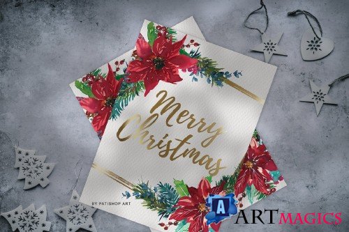 Watercolor Christmas Clipart Set - 4152571