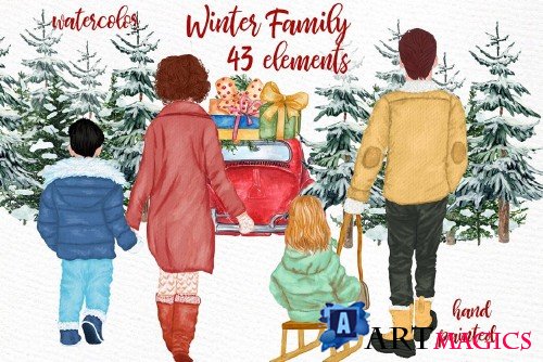 Winter Family Christmas Clipart - 4150842