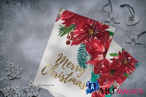 Watercolor Christmas Clipart Set - 4152571