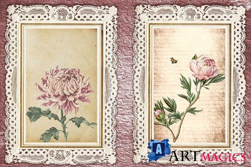 Journaling Kit Pink Botanicals with free ephemera & clipart - 356270
