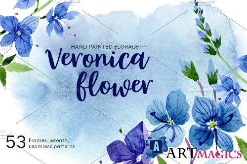 Veronica flower blue watercolor png - 4160562