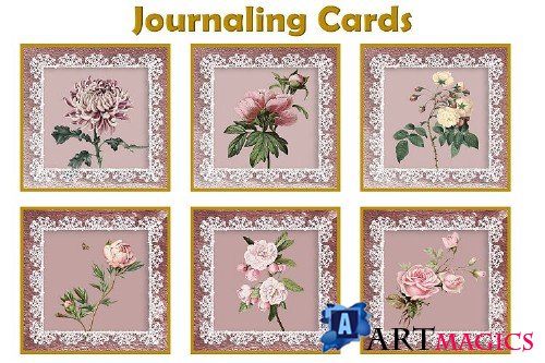 Journaling Kit Pink Botanicals with free ephemera & clipart - 356270