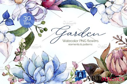Bouquet of flowers bloom watercolor - 4159891