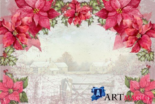 Watercolour Poinsettia Backgrounds