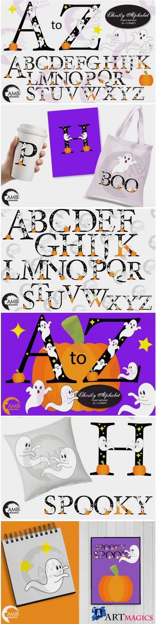 Ghostly alphabet clipart AMB-2643 - 4069616
