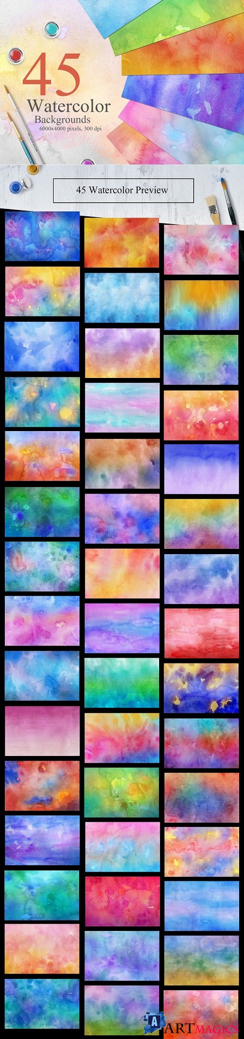 45 Watercolor Backgrounds - 2269084
