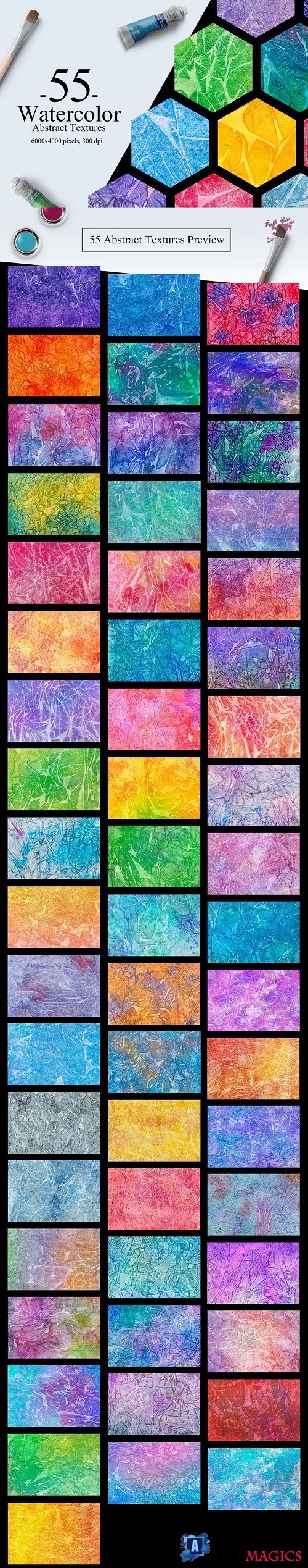 55 Watercolor Abstract Textures - 2199797