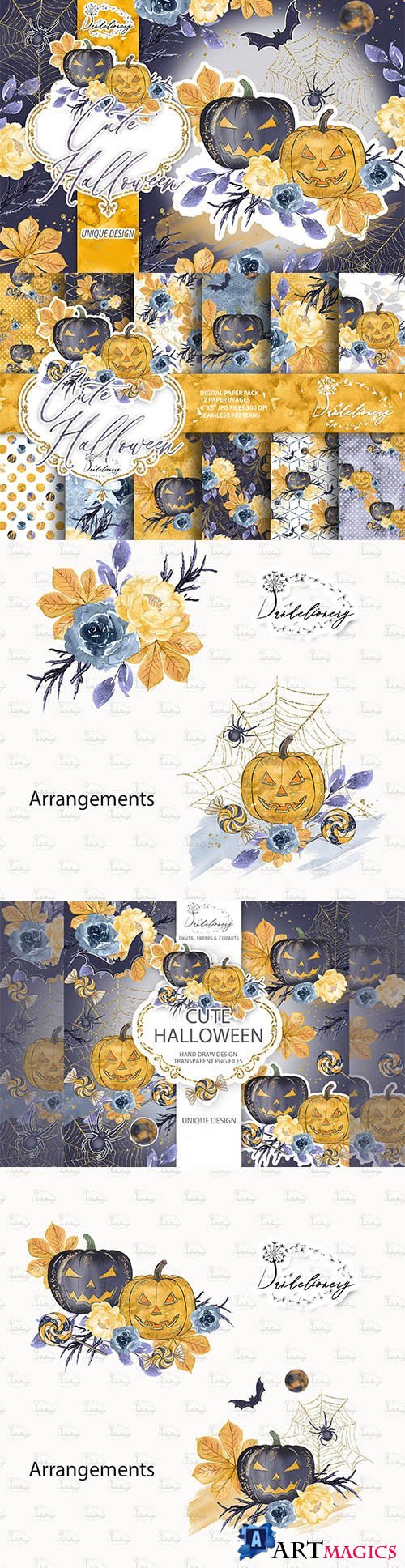 Cute Halloween design and digital paper pack
