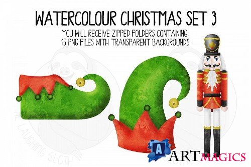 Watercolor Christmas Clipart Set 3 - 352818