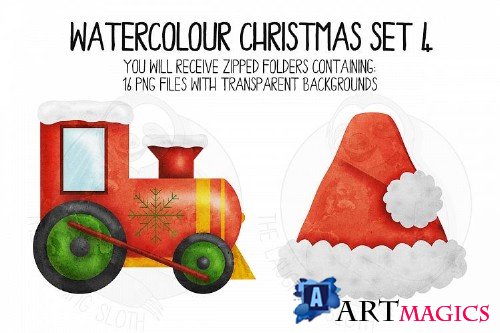 Watercolor Christmas Clipart Set 4 - 352817