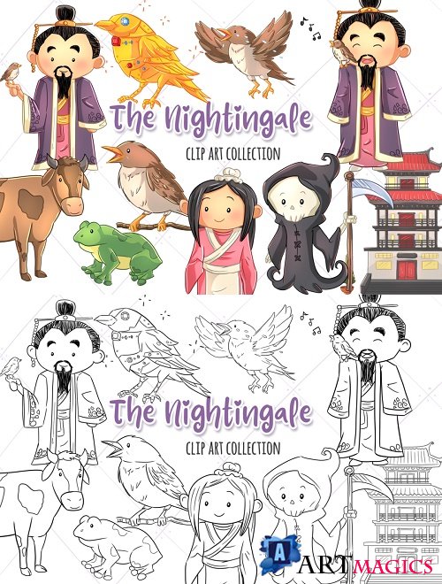 The Nightingale Fairy Tale Clip Art Collection and Digital Stamps - 362799 - 362800