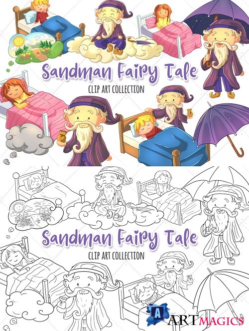 Sandman Fairy Tale Clip Art Collection and Digital Stamps - 362794 - 362795