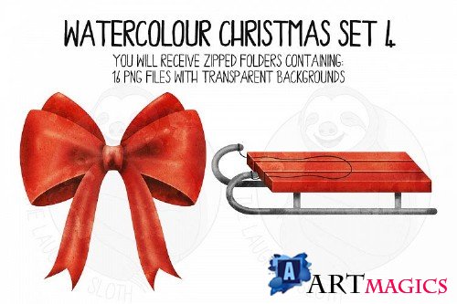 Watercolor Christmas Clipart Set 4 - 352817