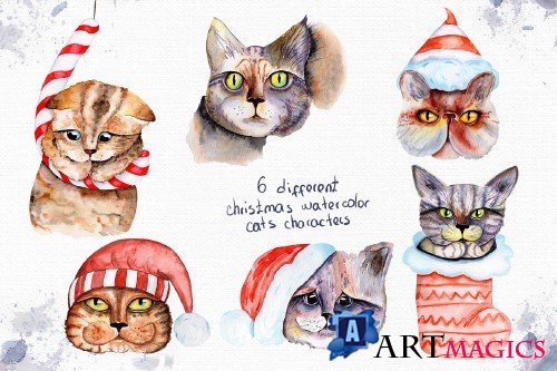 Meowy Christmas Watercolor SET - 4164155