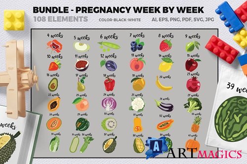 Bundle- Pregnancy week by week SVG Cut Files - 359709