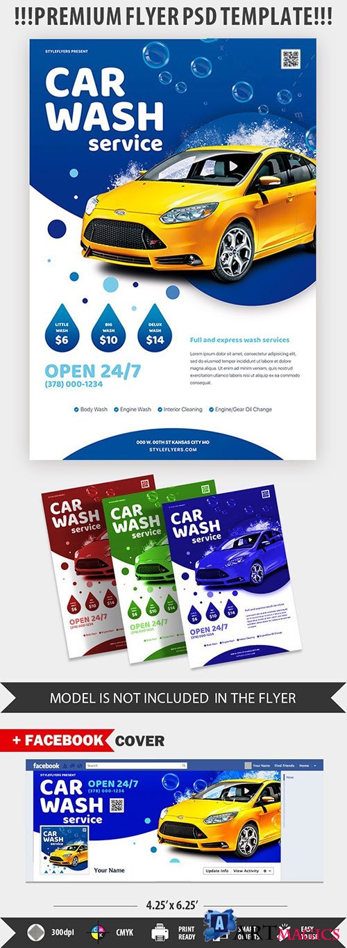 Car Wash Service psd flyer