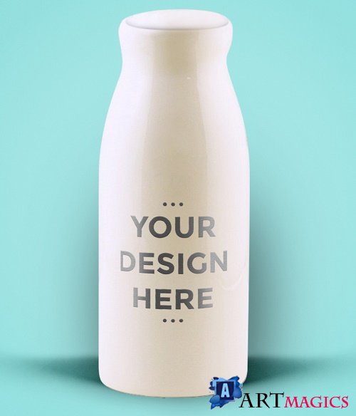 Ceramic Milk Bottle Mockup