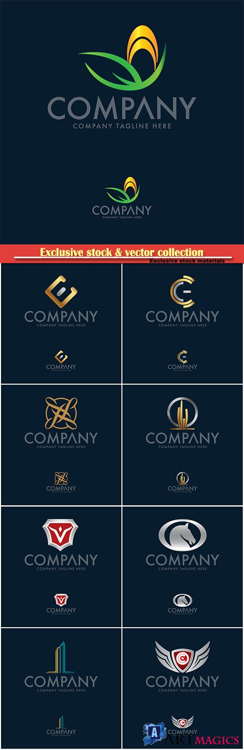 Logo vector template business set # 56