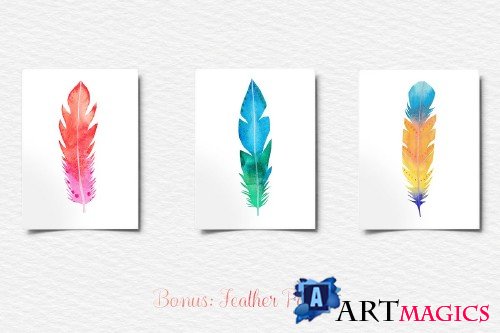 Watercolor Feather Clipart - 4183917