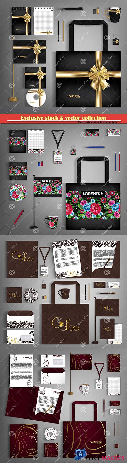 Corporate identity template design, modern abstract business set stationery