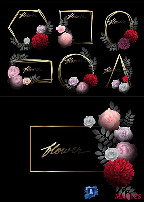      -   / Vintage frame with flowers - Vector Graphics