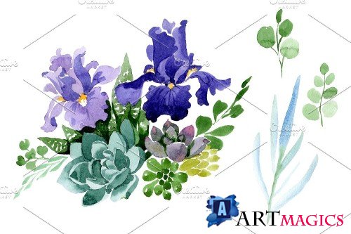 Bouquet flowers with purple irises - 4010587