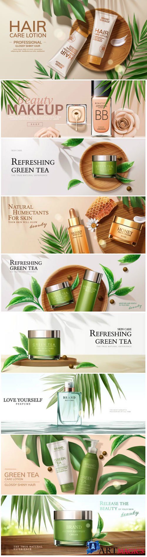 Skin care set ads vector illustration template # 2