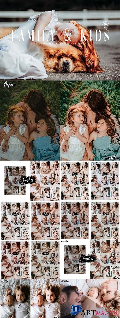 10 Family & Kids Photoshop Actions, ACR and LUT presets - 370912