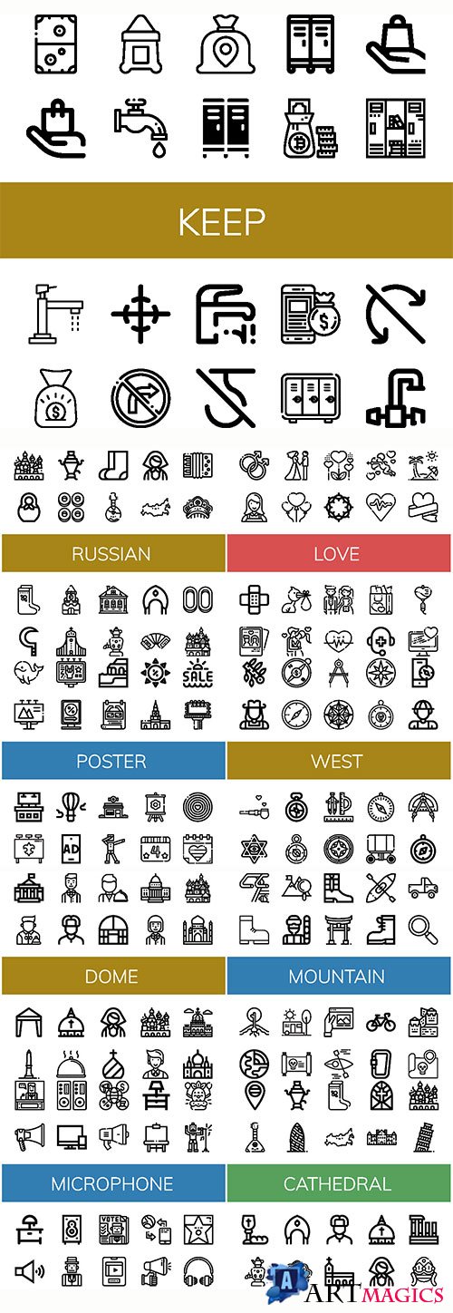 Set of different icons in vector