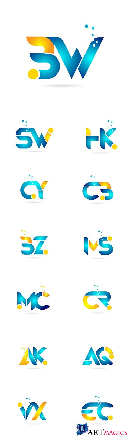 Letter combination orange blue alphabet for company logo