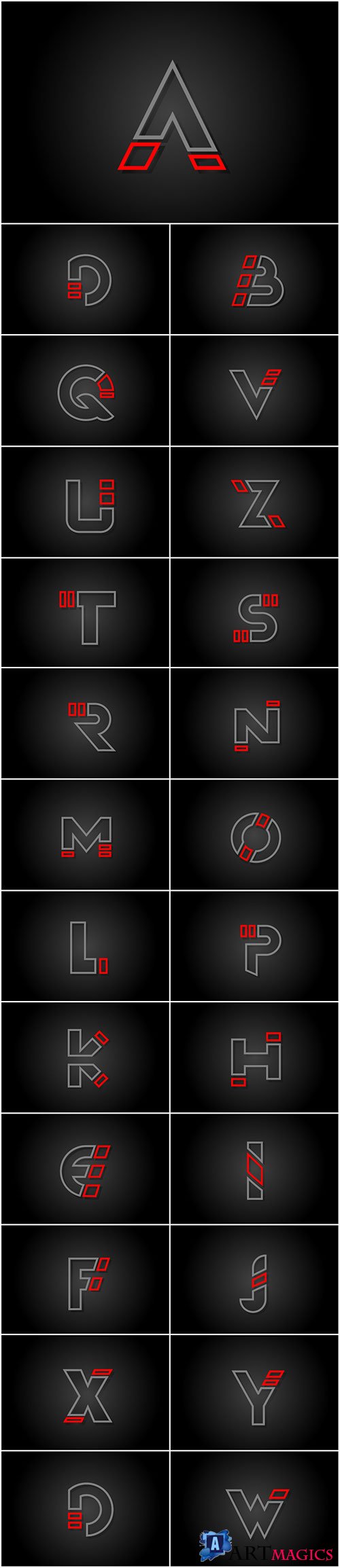 Alphabet line letter red black for company logo icon design