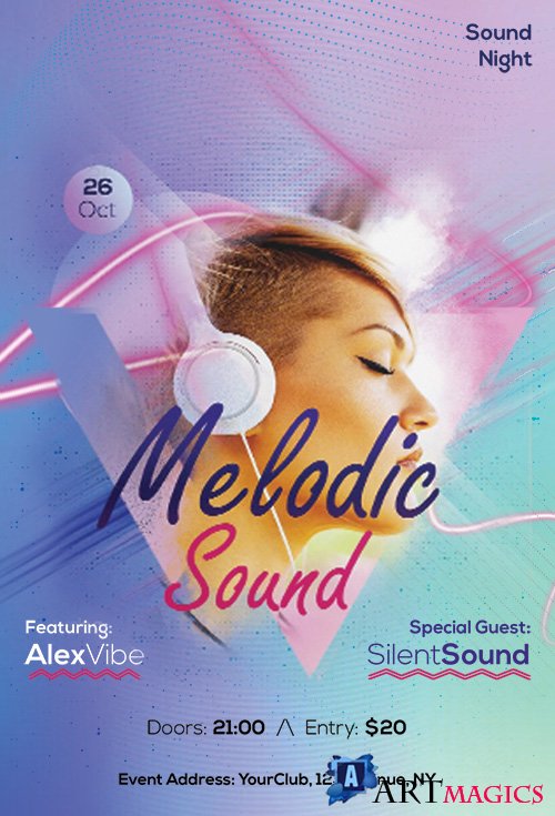 Melodic Sound - Premium flyer psd template