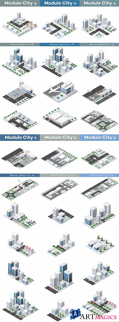    3D -   / City block in 3D - Vector Graphics
