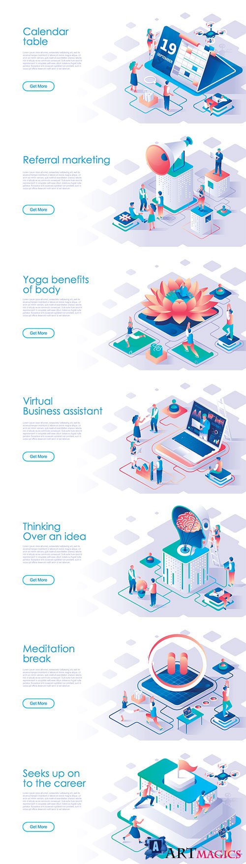 Business scheduling isometric landing page vector template # 3