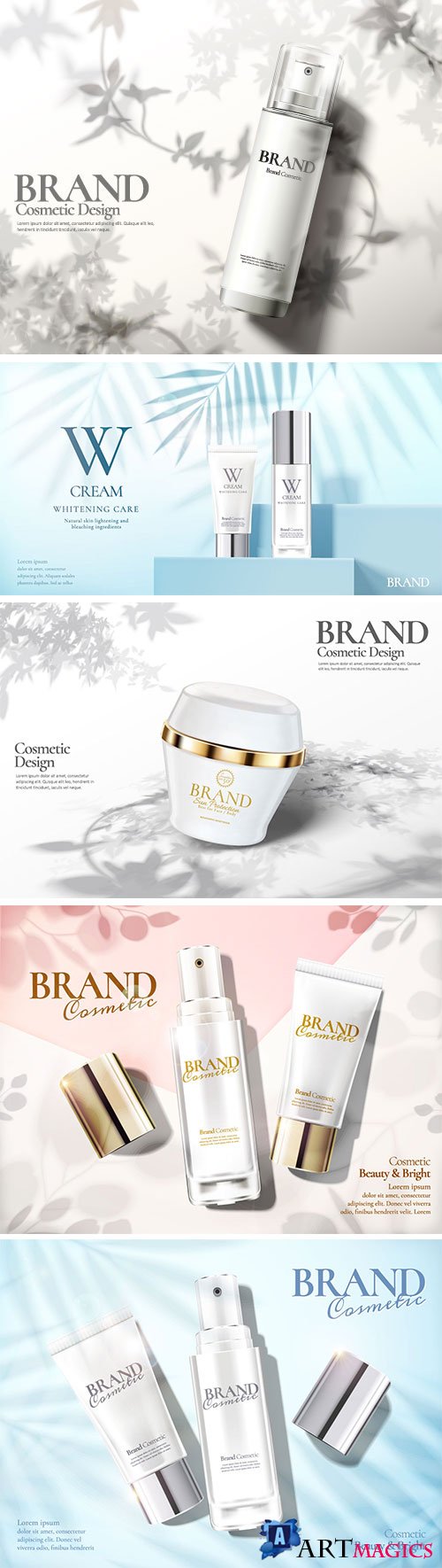 Skin care set ads vector illustration template