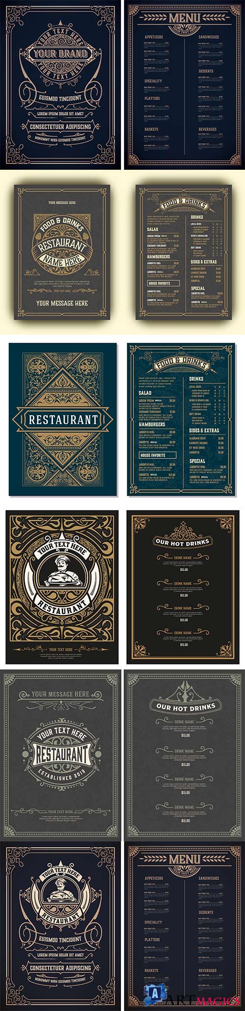 Vintage template for restaurant menu design with Chef 