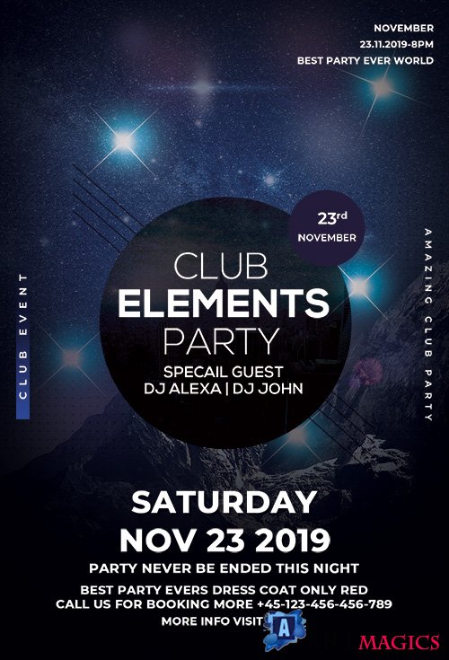 Club Element Party PSD Flyer
