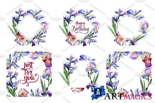 Blue Irises PNG watercolor flowers - 4224971