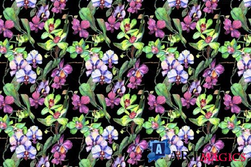 Orchid green flowers PNG watercolor - 4225026