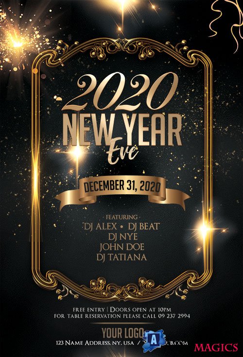 New Year Eve 2020 PSD Flyer Template