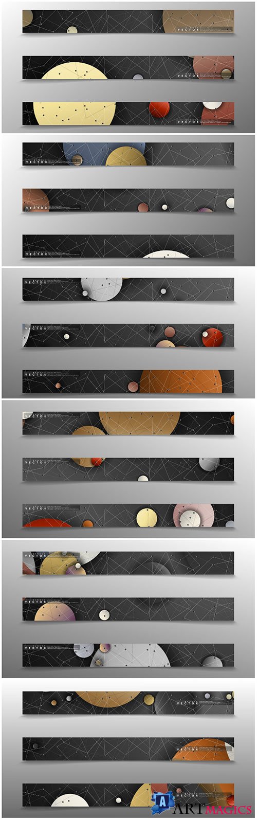 Banner collection, vector backgrounds with colorful circles. space banner