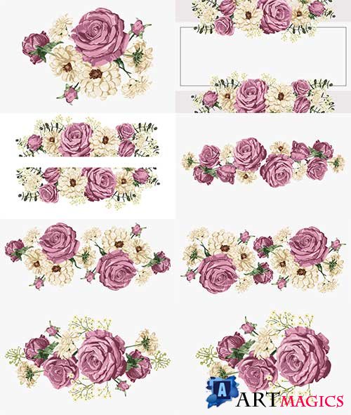     -   / Pink roses - Vector Graphics