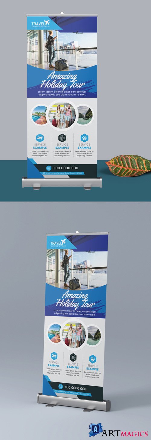 Blue Roll Up Banner Layout 298078906