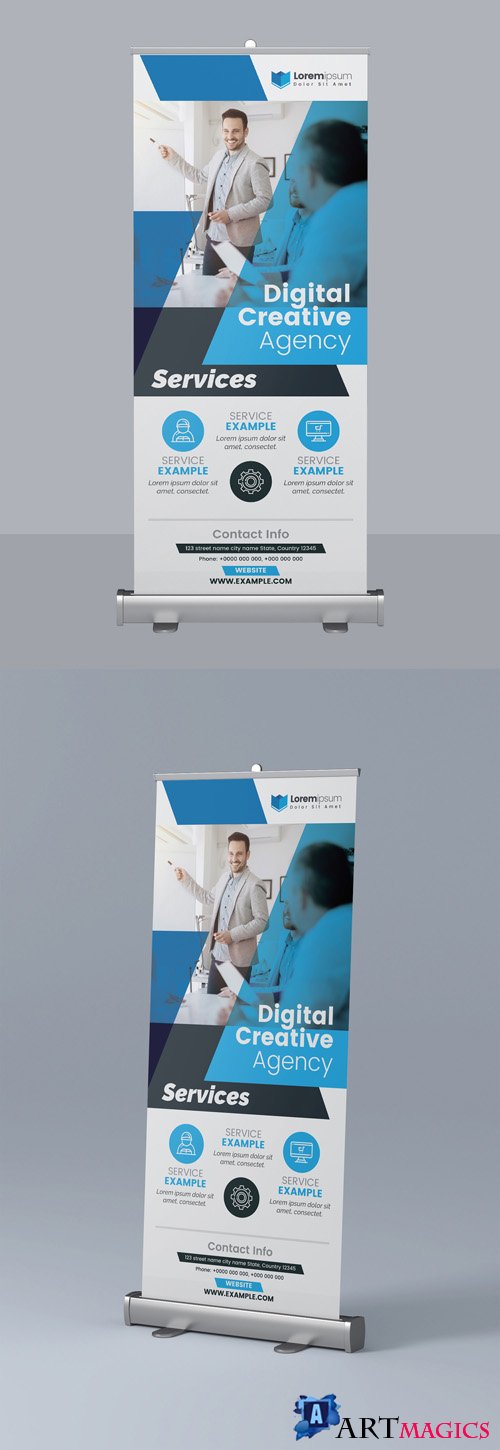 Blue Roll Up Banner Layout2 295382491