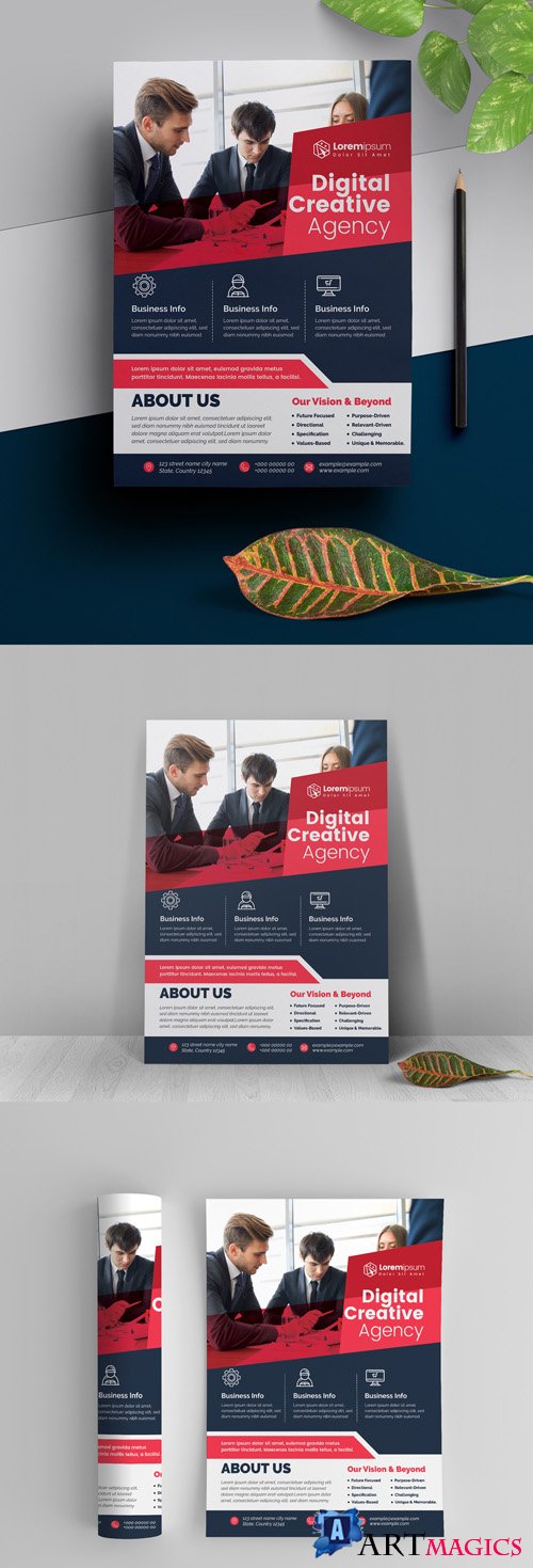 Corporate Flyer Layout with Red Accents 295382578
