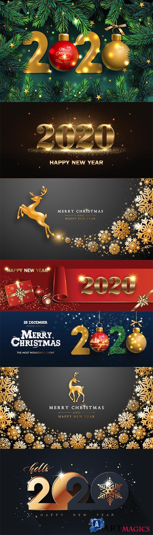 Happy New Year 2020 template, holiday vector